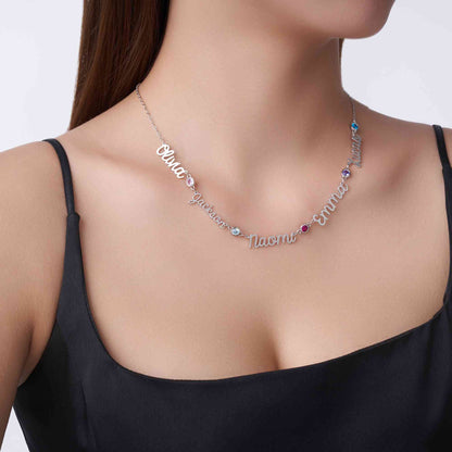 Personalised Names & Birthstones Necklace
