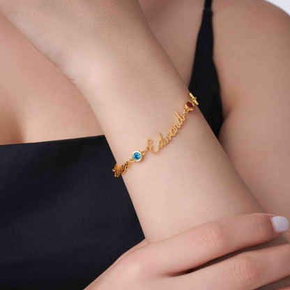 Personalised Names & Birthstones Bracelet