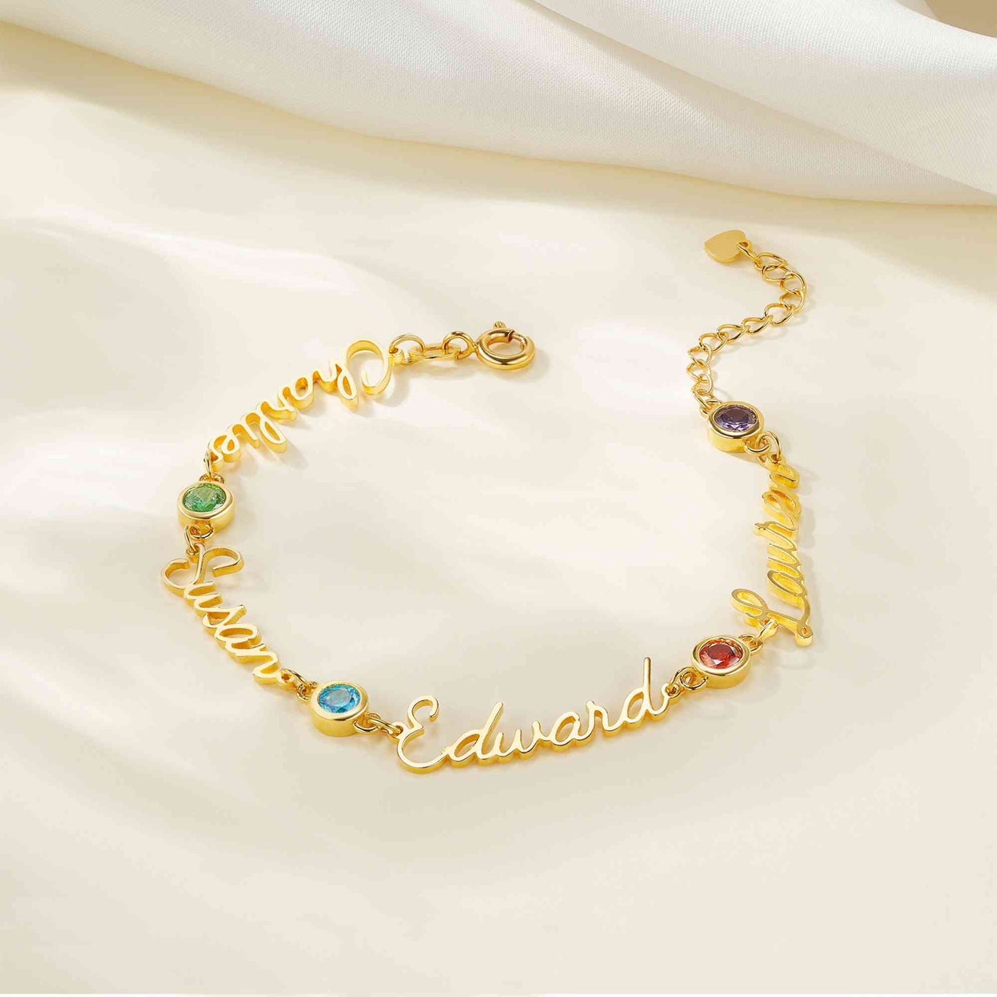 Personalised Names & Birthstones Bracelet