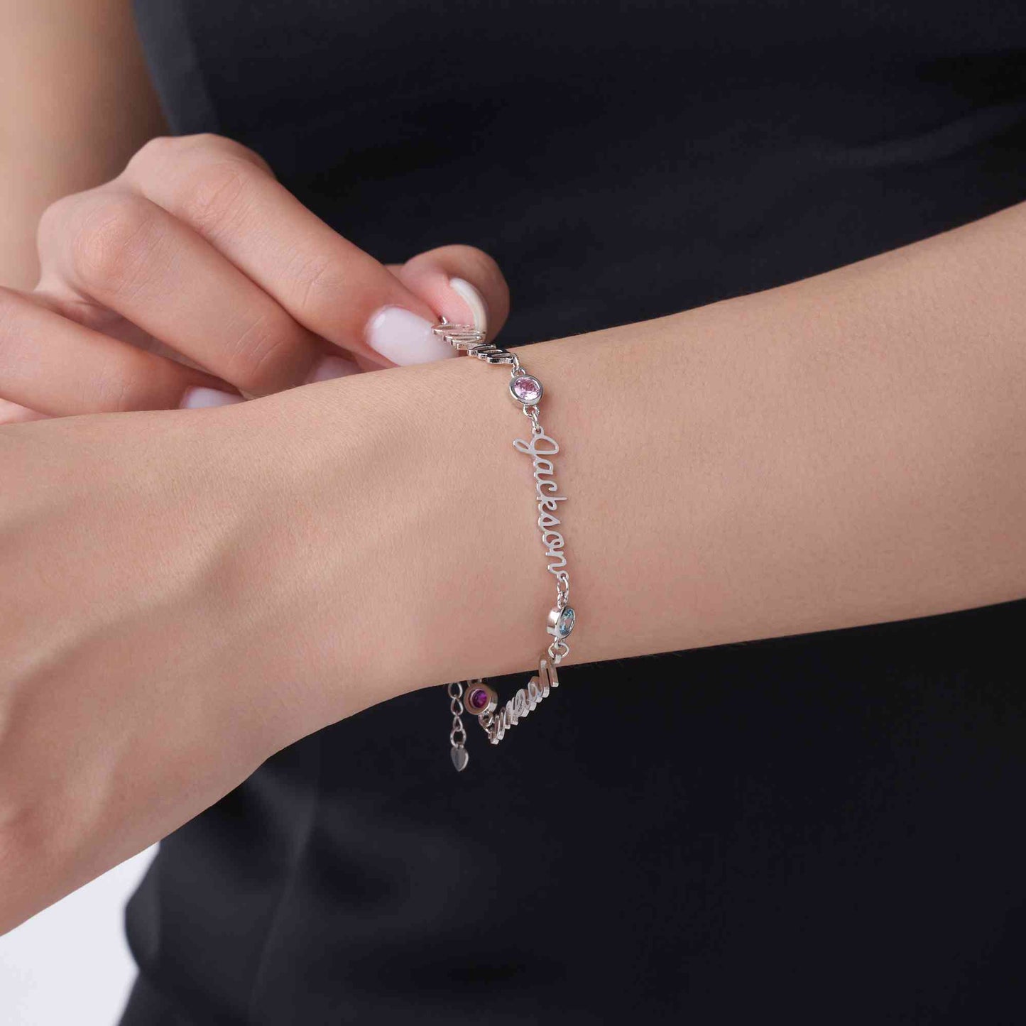 Personalised Names & Birthstones Bracelet