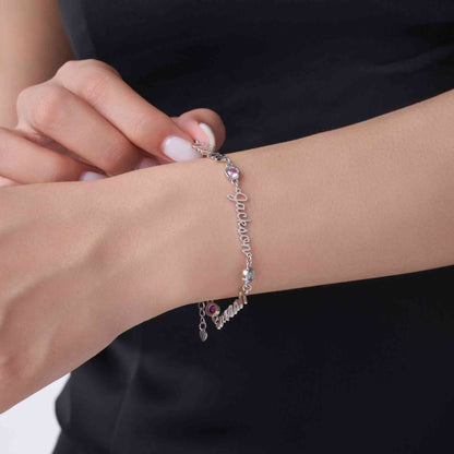 Personalised Names & Birthstones Bracelet