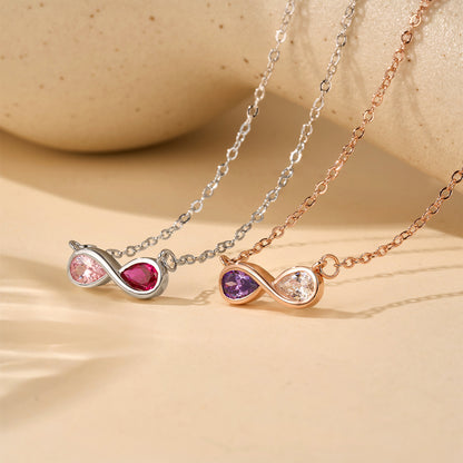 Personalised Double Birthstones Infinity Necklace