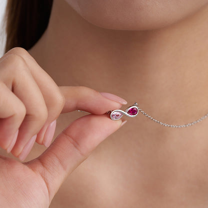 Personalised Double Birthstones Infinity Necklace