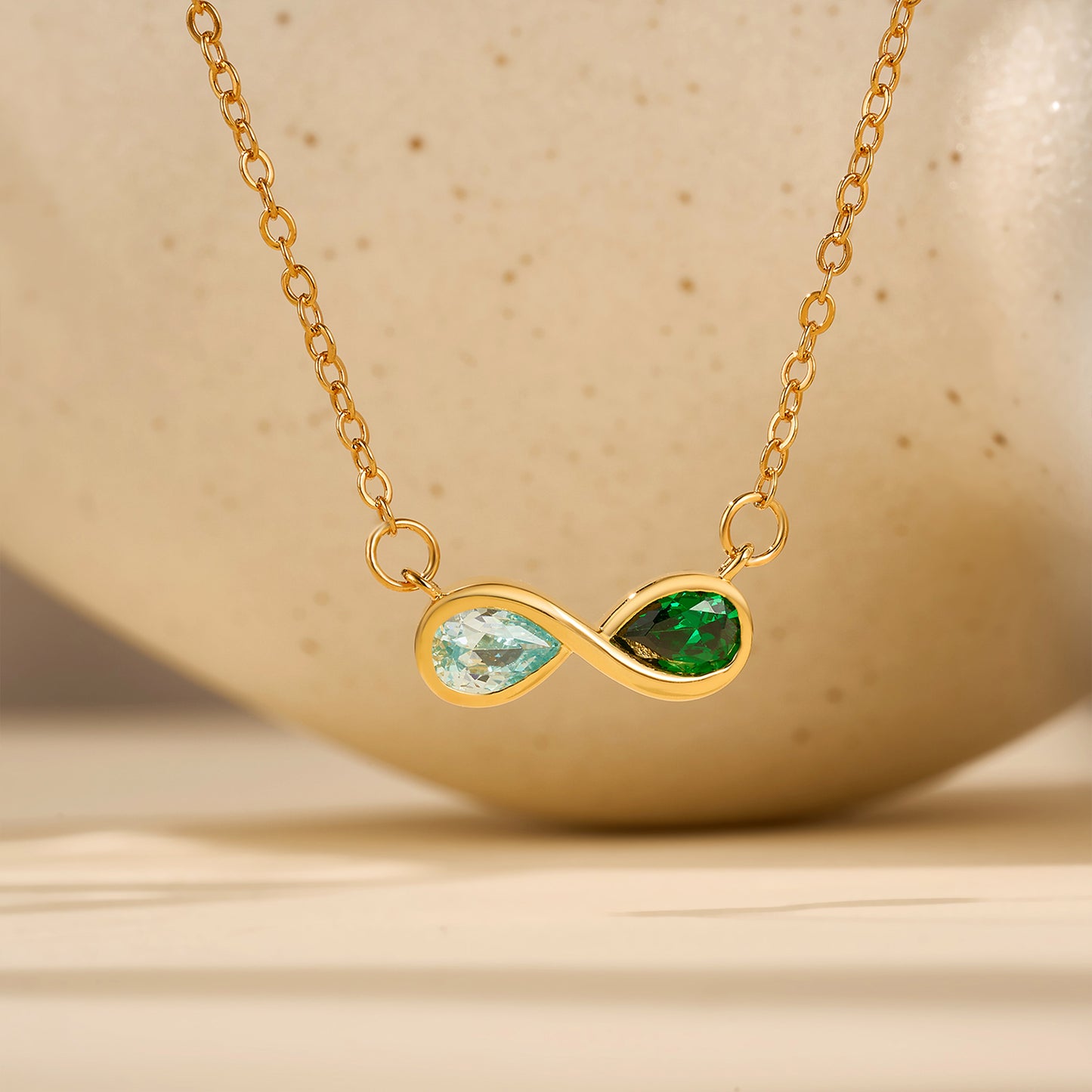 Personalised Double Birthstones Infinity Necklace
