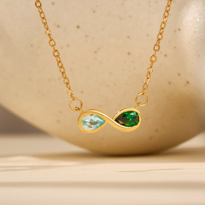Personalised Double Birthstones Infinity Necklace