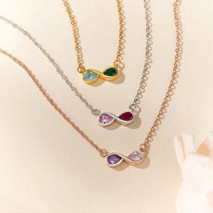 Personalised Double Birthstones Infinity Necklace