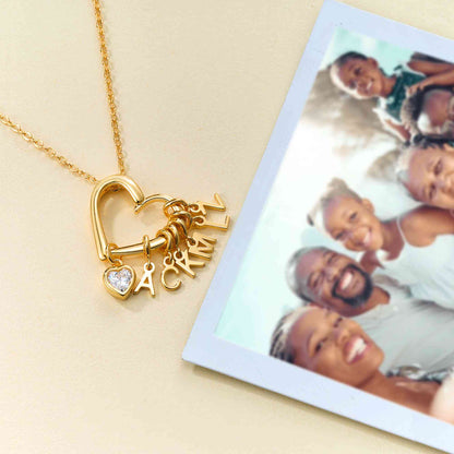 Personalised Heart & Birthstone Necklace with Initials Necklace
