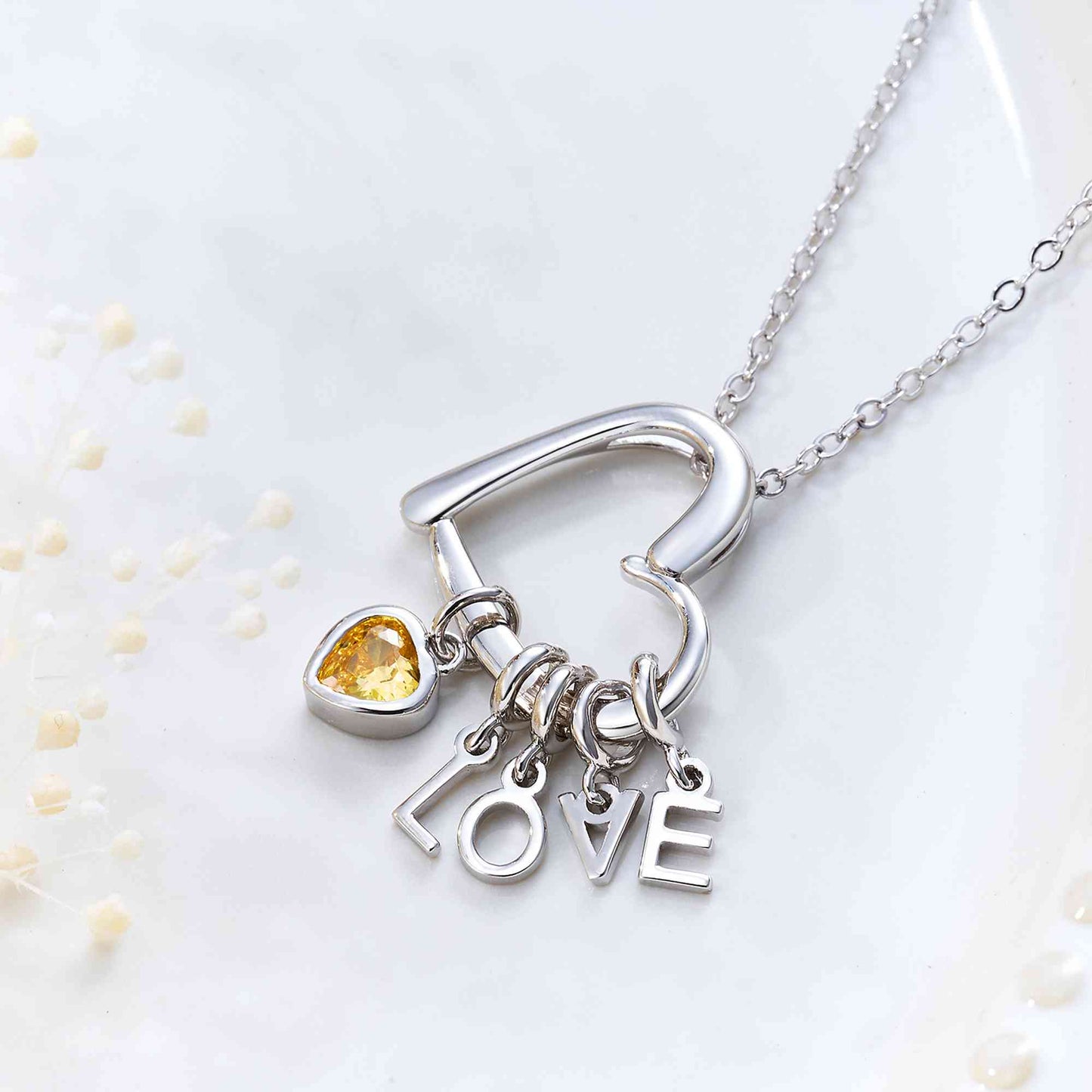 Personalised Heart & Birthstone Necklace with Initials Necklace