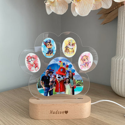 Personalised Dog Paw or Paw Patrol Night Light Lamp