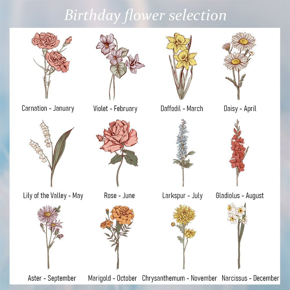Birth Flower Personalised Mirrored Jewellery Box Case