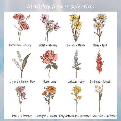 Birth Flower Personalised Mirrored Jewellery Box Case