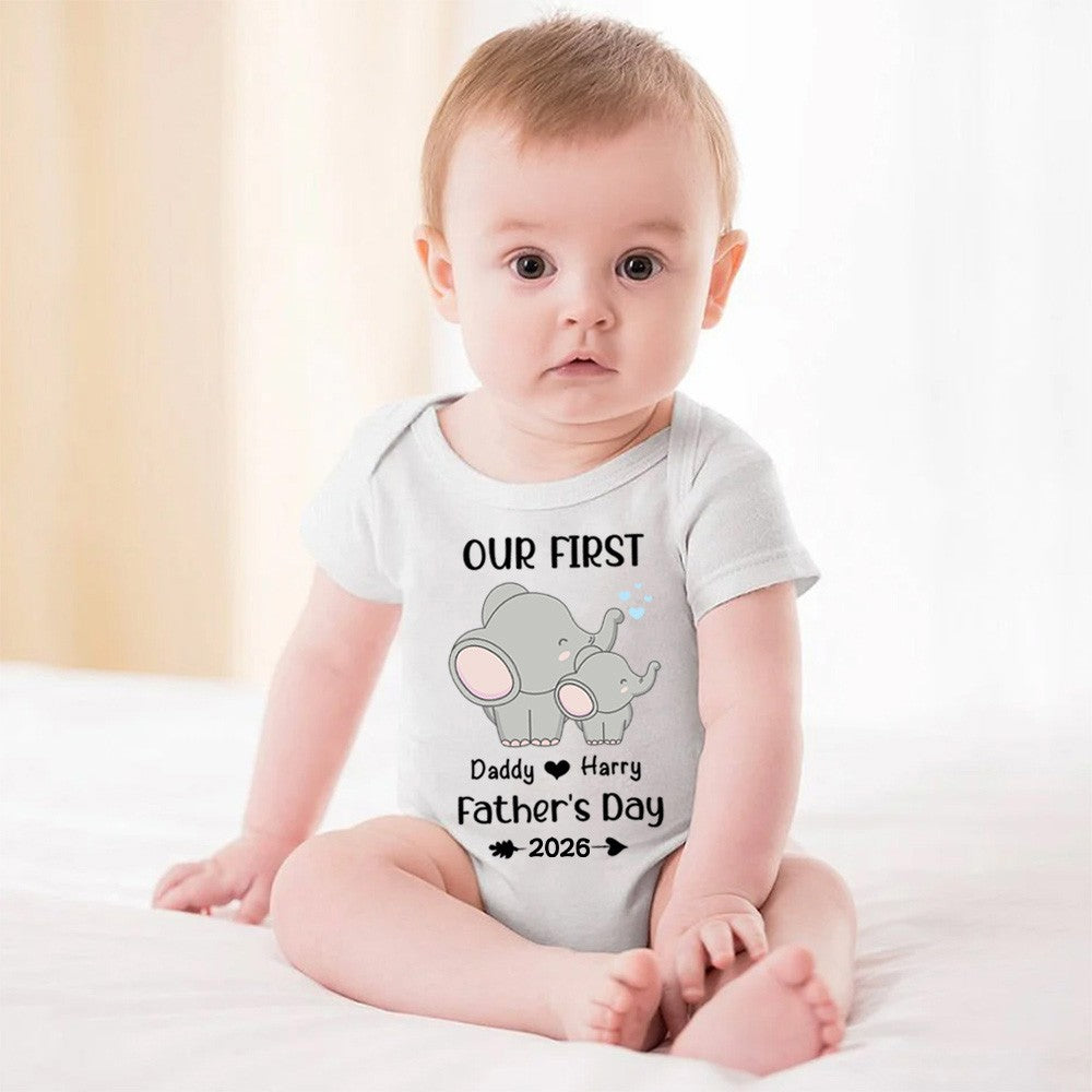 Personalised First Father’s Day Matching T-Shirt & Baby Onesie Set | Custom Dad & Baby Shirts