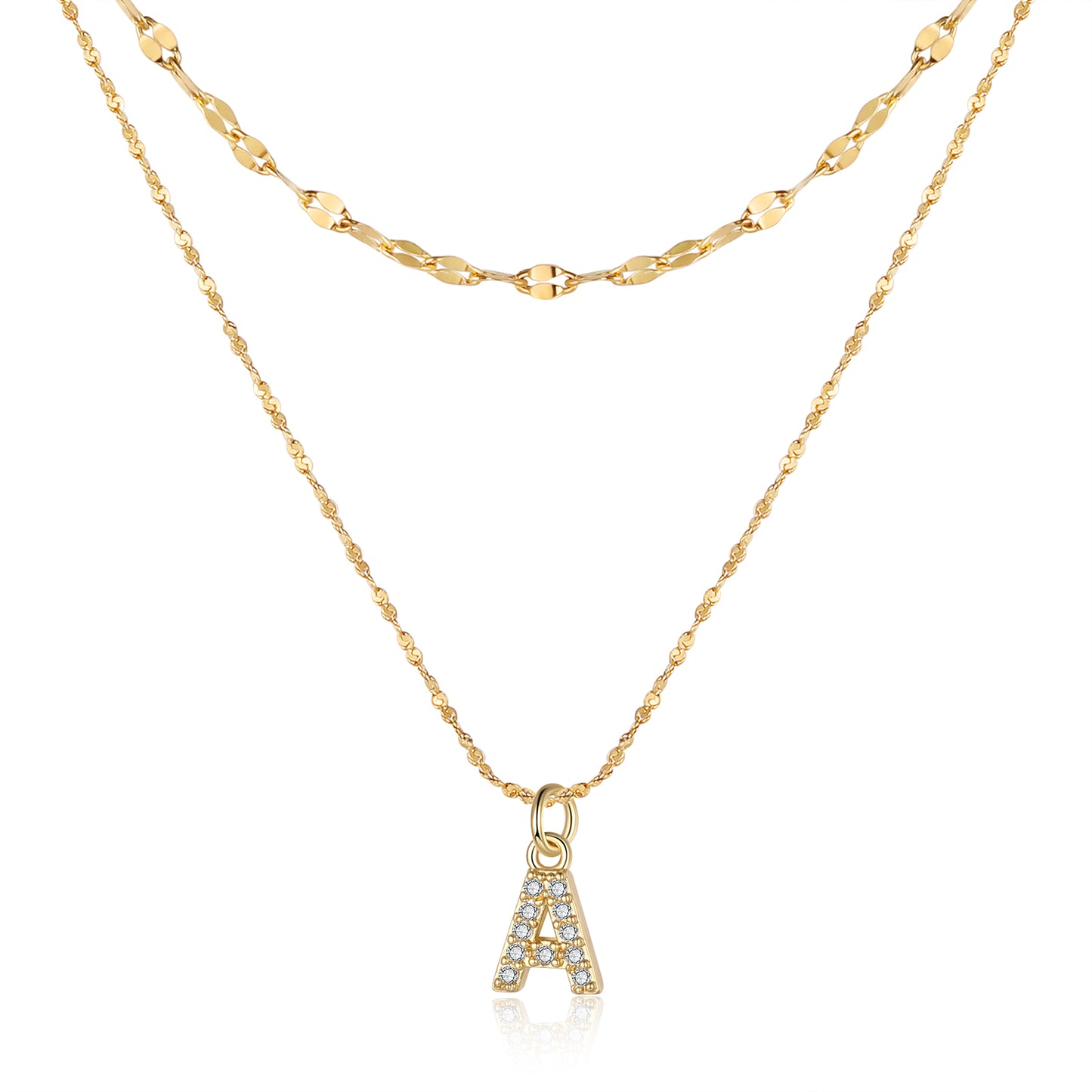 Gold Layered Zircon Initial Necklace