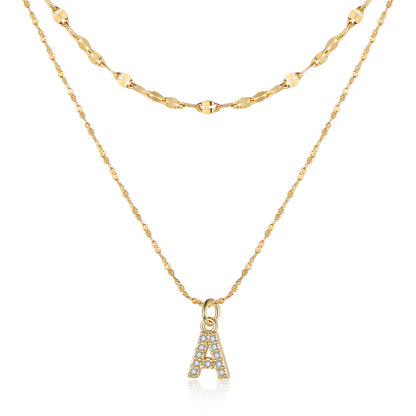 Gold Layered Zircon Initial Necklace