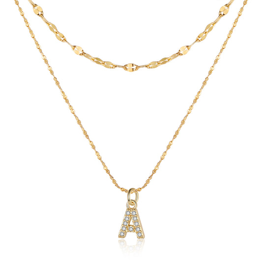 Gold Layered Zircon Initial Necklace