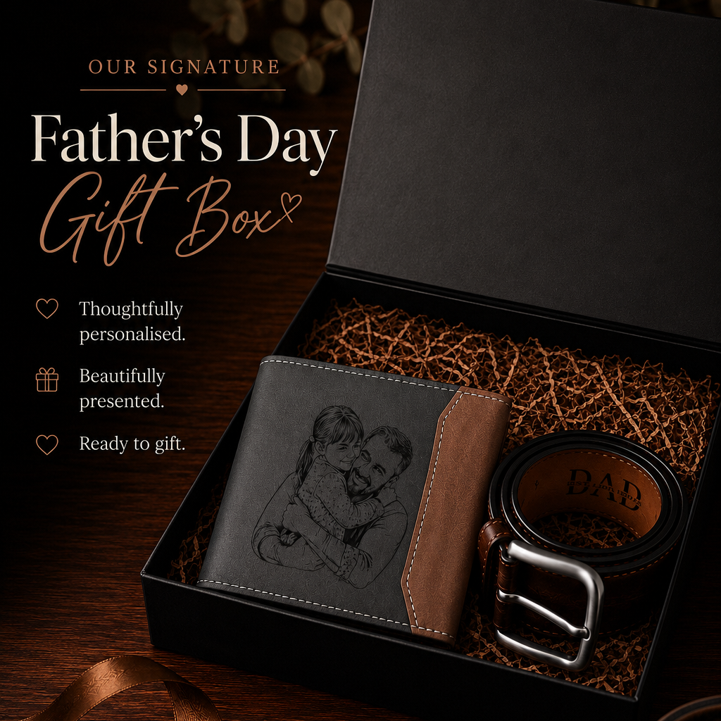 The Signature Father's Day Gift Pack | Personalised Leather Wallet & Belt Gift Set