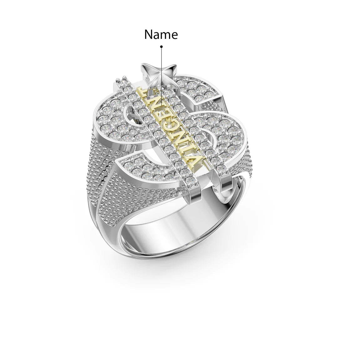 Premium Personalised Dollar Sign Men's Name Ring