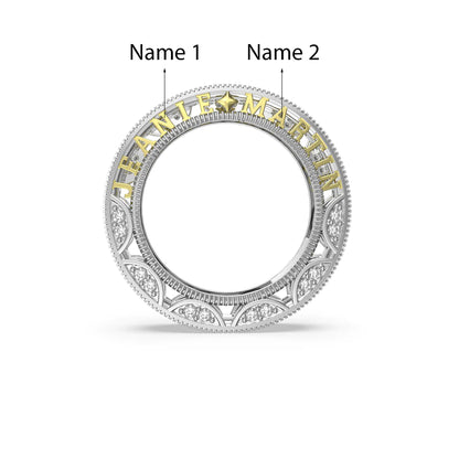 Premium Personalised Couples Names Band Ring