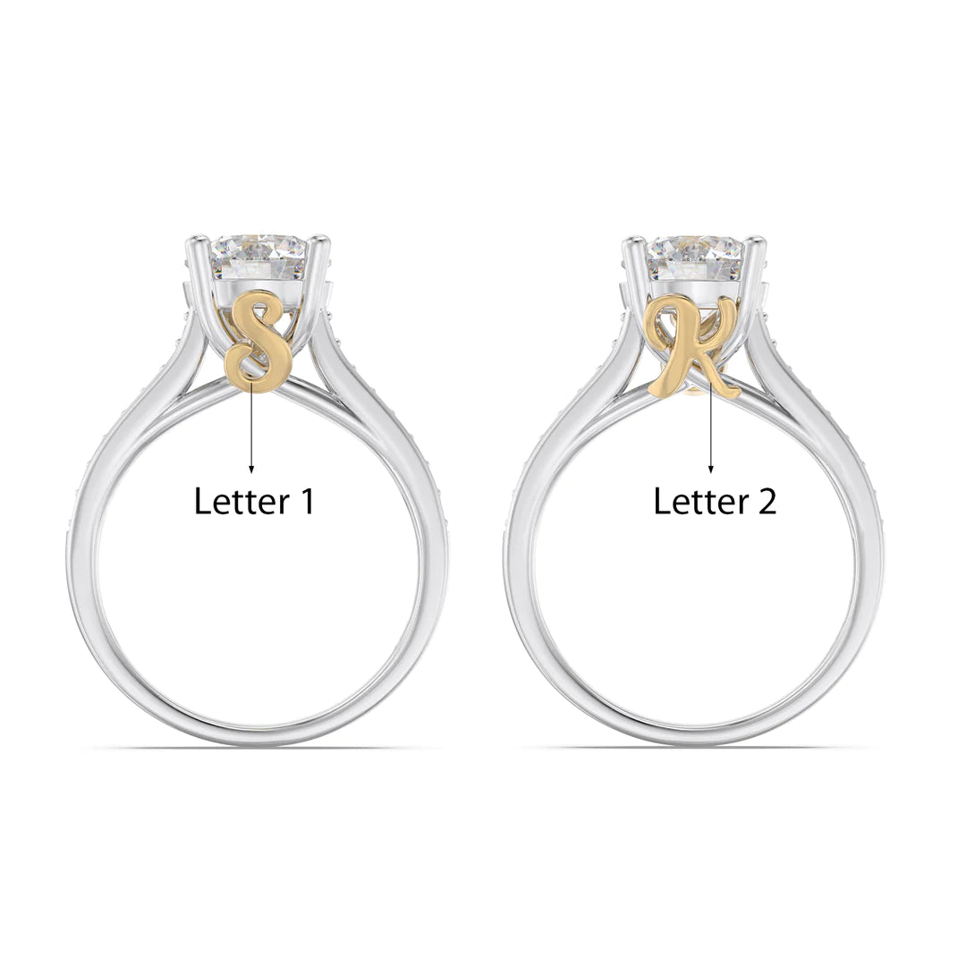 Premium Personalised Moissanite Bridal Initials Ring Set