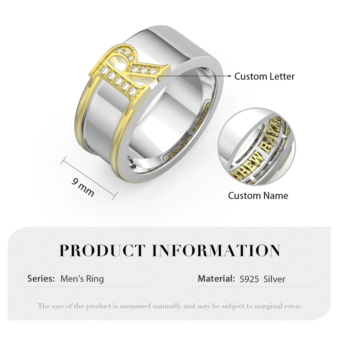 Premium Personalised Couples Names & Initial Ring