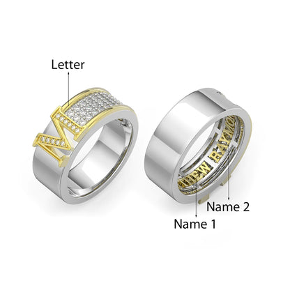 Premium Personalised Couples Names & Initial Ring