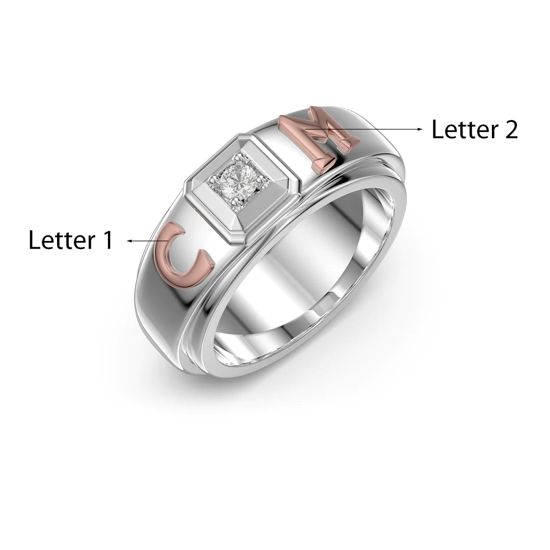 Premium Personalised Couples Initial Band Ring