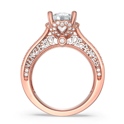 Premium Personalised Rose Gold Plated Moissanite Bridal Names Ring Set