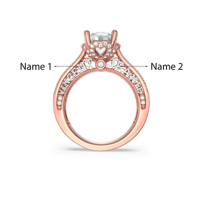 Premium Personalised Rose Gold Plated Moissanite Bridal Names Ring Set