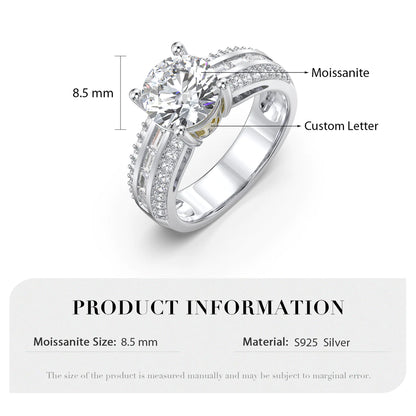 Premium Personalised Moissanite Initials Ring