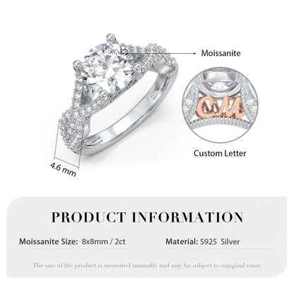 Premium Personalised Moissanite Initials Ring