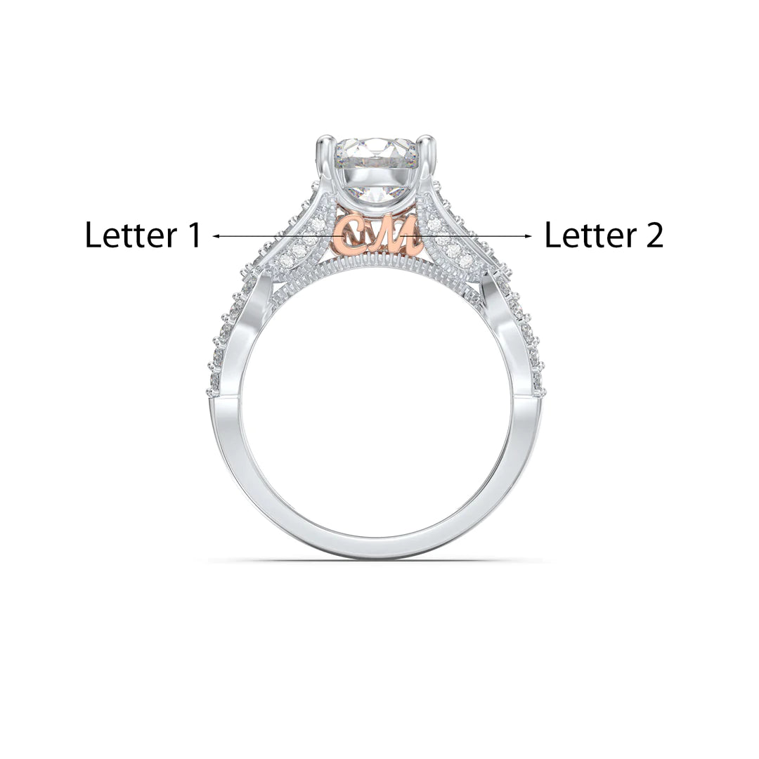 Premium Personalised Moissanite Initials Ring