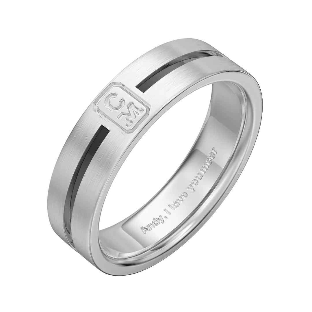 Premium Personalised Initials & Inscription Couples Ring