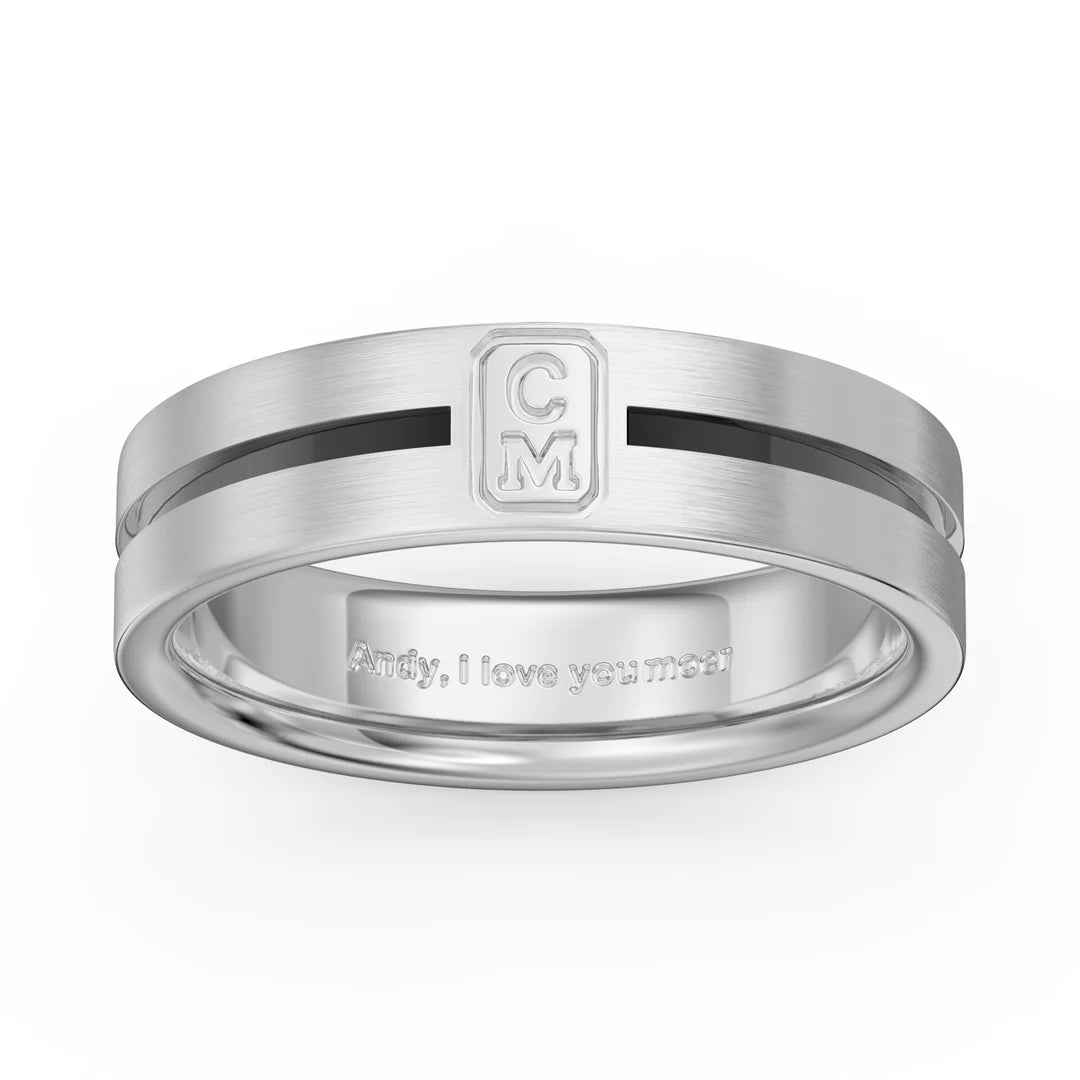 Premium Personalised Initials & Inscription Couples Ring