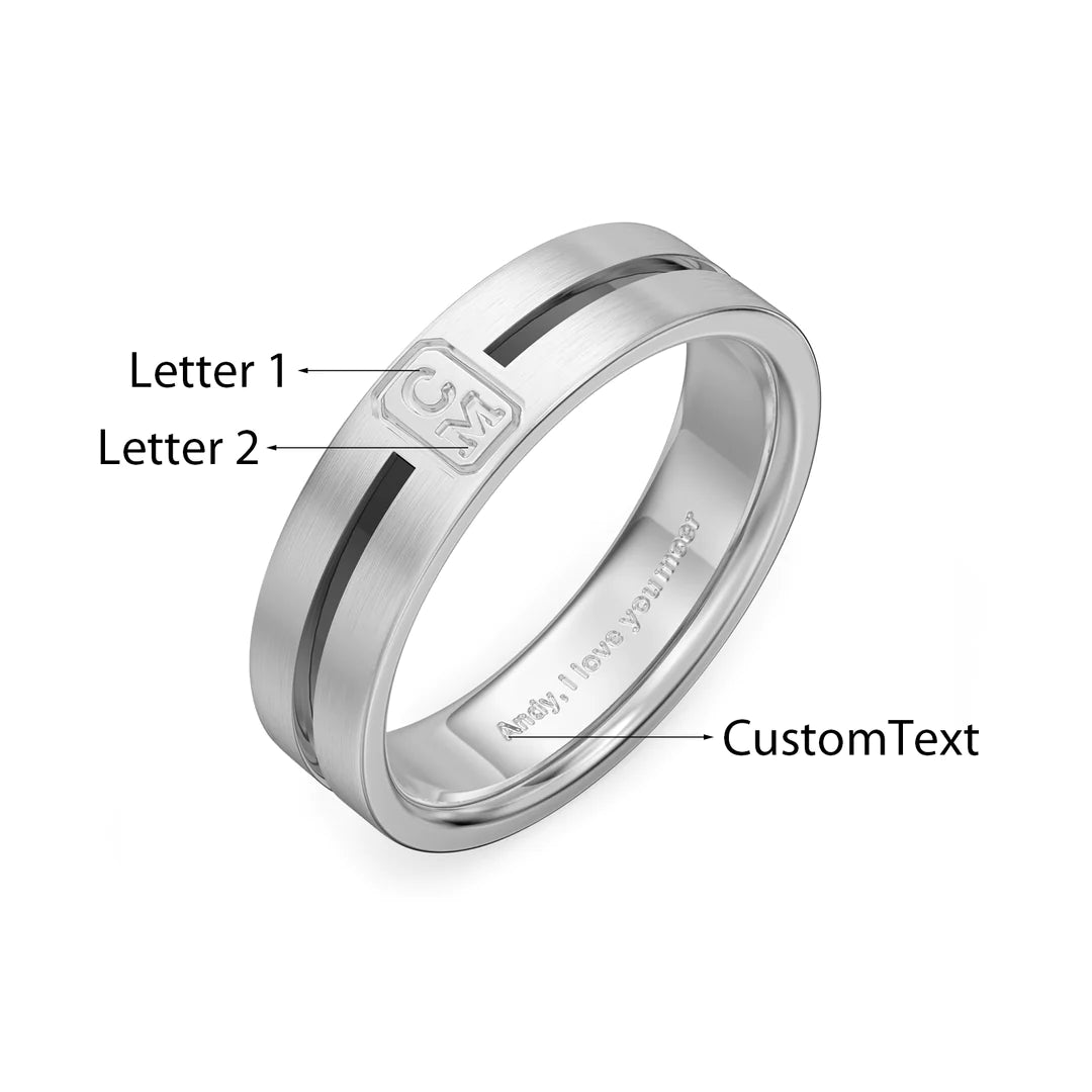 Premium Personalised Initials & Inscription Couples Ring