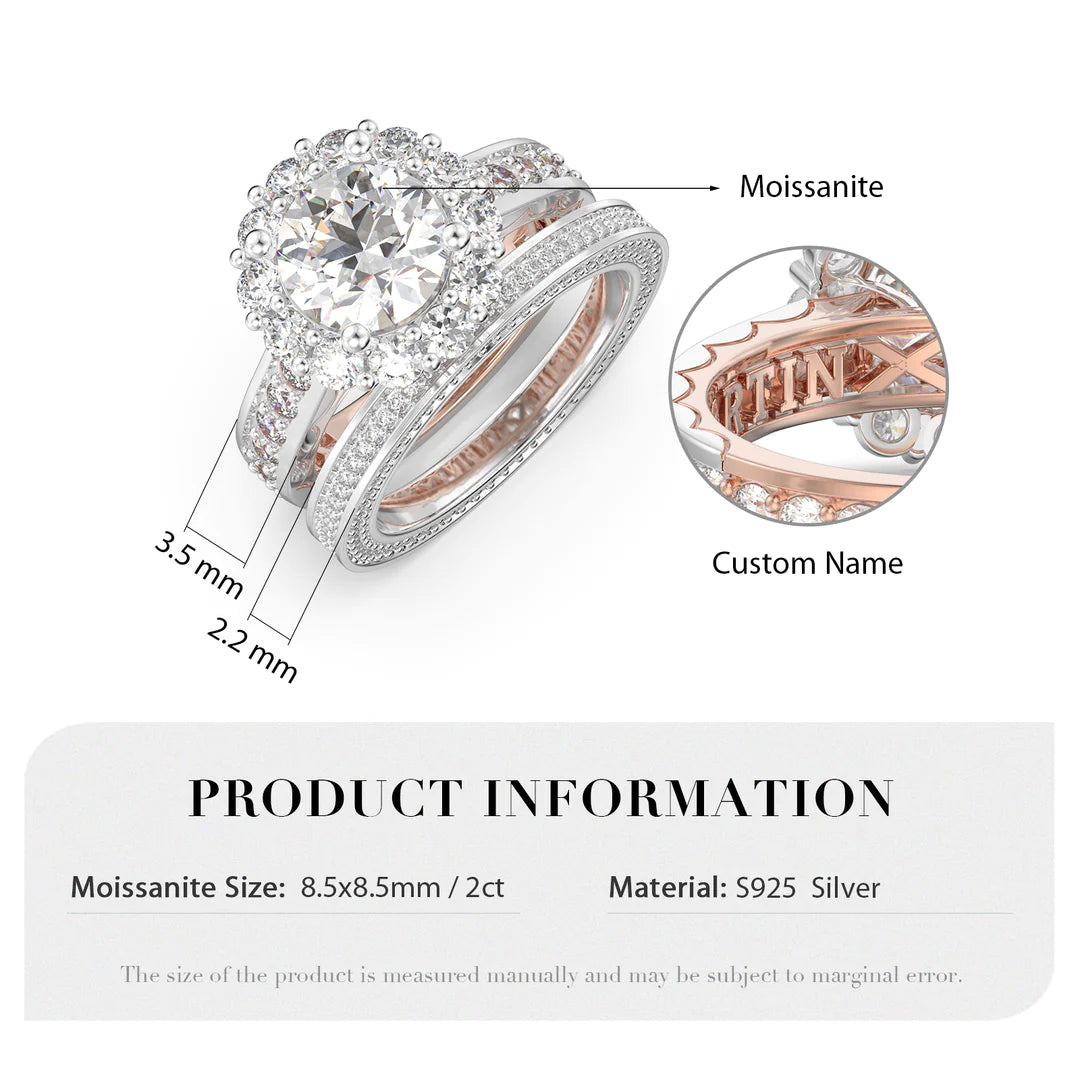 Premium Personalised Moissanite Bridal Names Ring Set