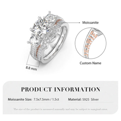 Premium Personalised Moissanite Bridal Names Ring Set