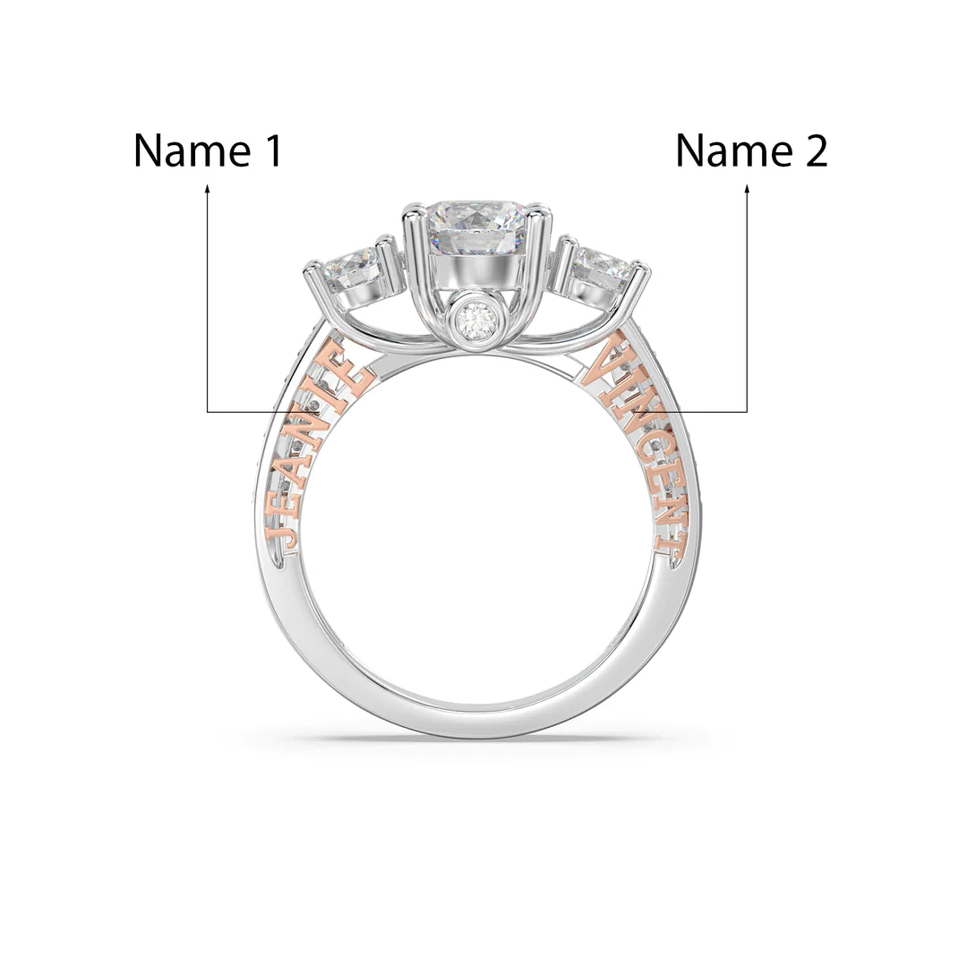 Premium Personalised Moissanite Bridal Names Ring Set