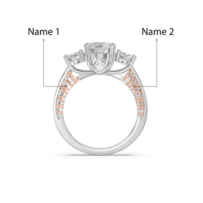 Premium Personalised Moissanite Bridal Names Ring Set