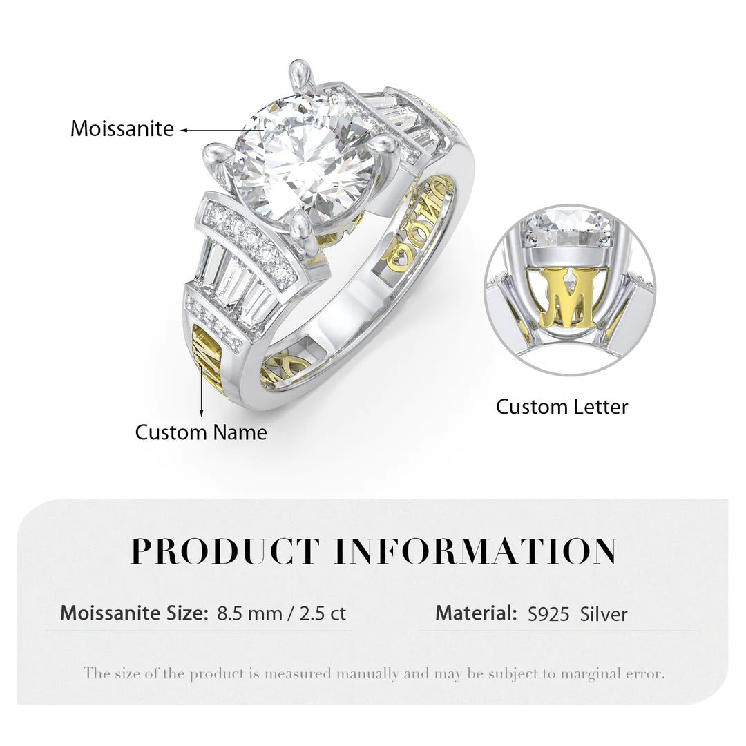 Premium Personalised Moissanite Names & Initials Ring