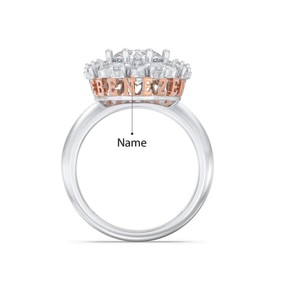 Premium Personalised Moissanite Flower Name Ring