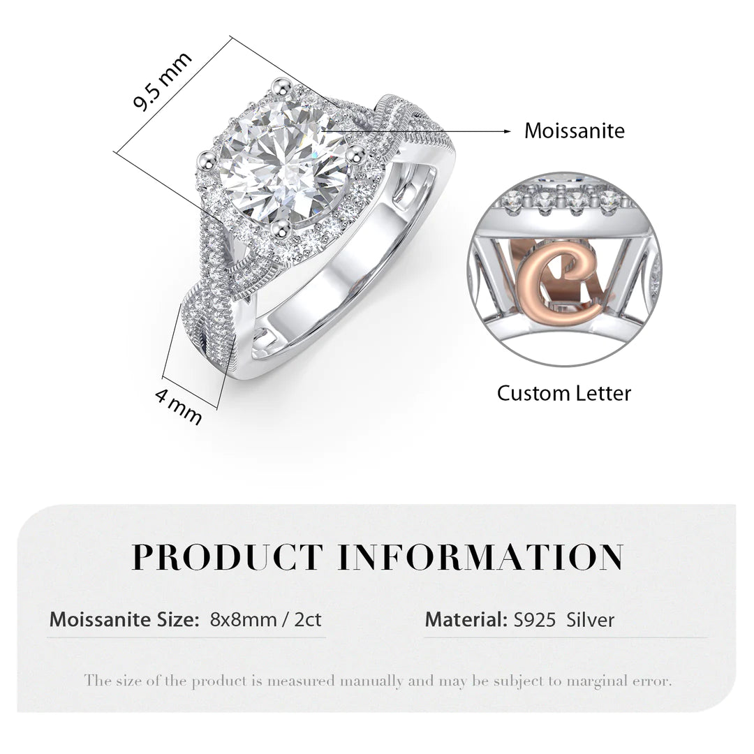 Premium Personalised Moissanite Initials Ring