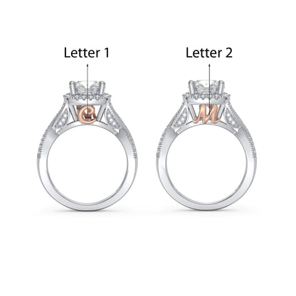 Premium Personalised Moissanite Initials Ring