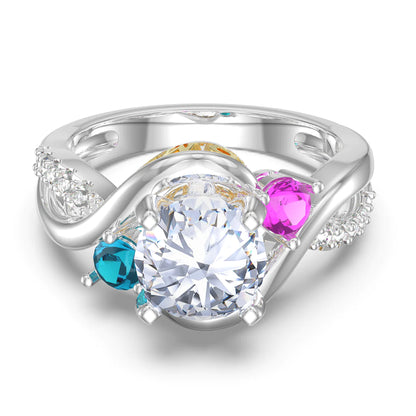 Premium Personalised Moissanite Names & Birthstones Ring