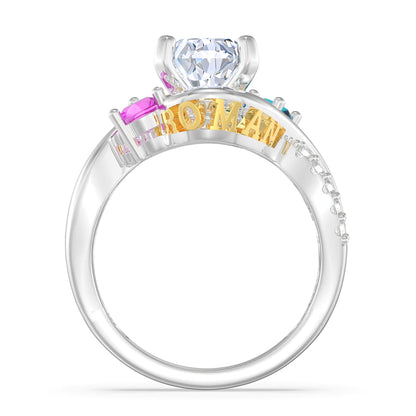 Premium Personalised Moissanite Names & Birthstones Ring