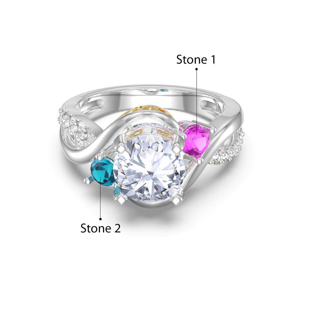 Premium Personalised Moissanite Names & Birthstones Ring