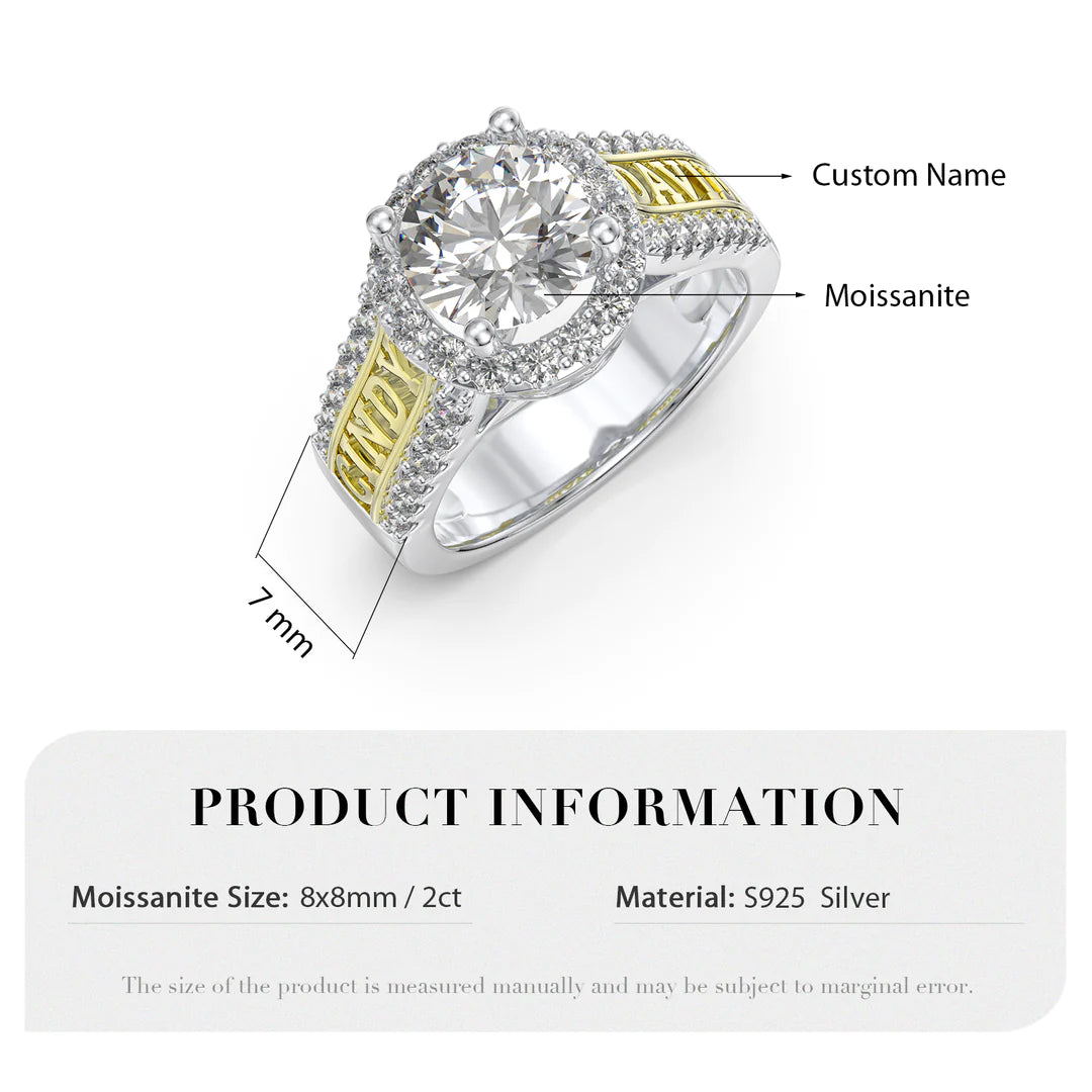 Premium Personalised Moissanite Names Ring