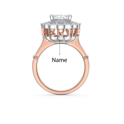 Premium Personalised Moissanite Flower Name Ring