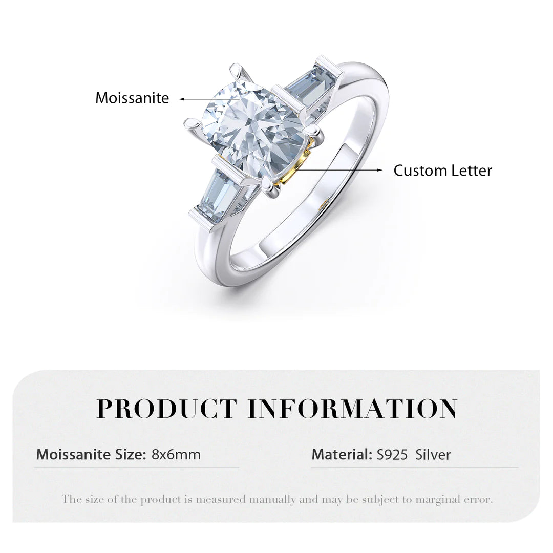Premium Personalised Moissanite Initials Ring