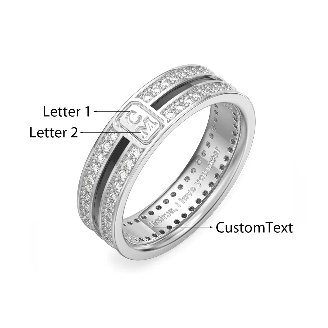 Premium Personalised Initials & Inscription Couples Ring