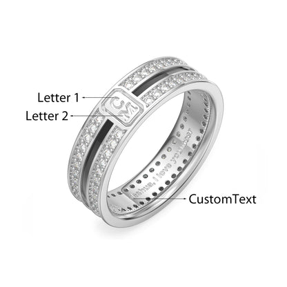 Premium Personalised Initials & Inscription Couples Ring